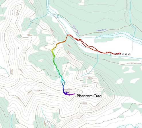 Phantom Crag ascent route