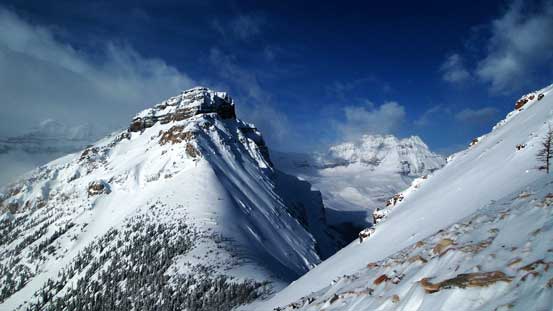 Weather is really clearing up now! The peak in foreground is nicknamed "Chickadee Peak".