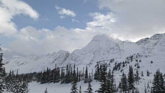 A brief weather window allowed us to catch a view of Caledonia Mountain