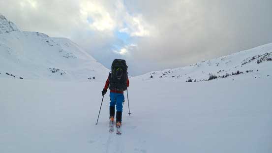 Ben leading towards the distant South Miette Pass