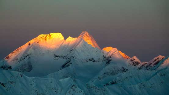 Glow on the distant giant - Mt. Robson.
