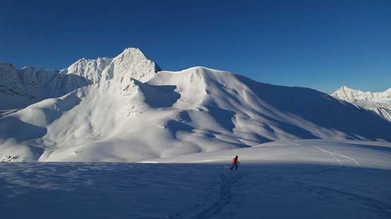Ben enjoying the fast return. Awesome terrain around!