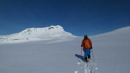 Ben slogging into the alpine. Mt. McCord in front