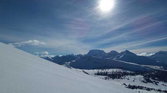 A view from the foreshortened slope on the north peak
