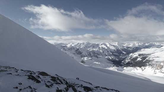 At the col, looking towards the north side. I'm told the terrain immediately north of the col offers some of the best skiing