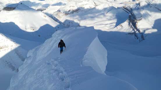 Ben negotiating the gigantic cornice on the way down