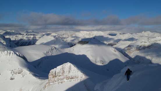 Excellent views in the background. Ben is still on that cornice on lower right.