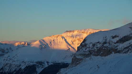 Glow on Observation Peak across Mistaya Valley