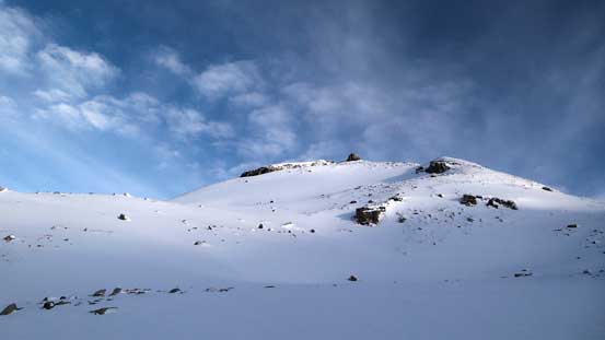 At the base of Peyto Peak, looking up