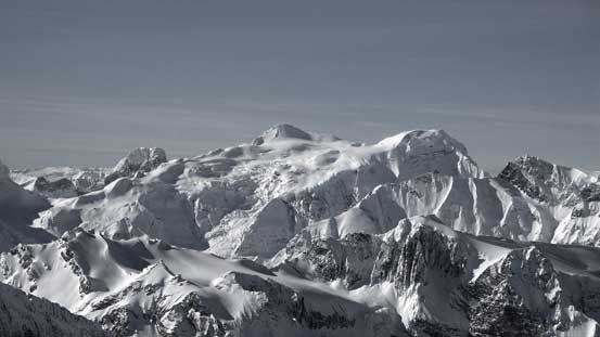 Mt. Mummery the giant on the edge of Freshfield Icefield