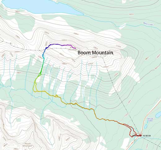 Boom Mountain ski/snowshoe ascent route