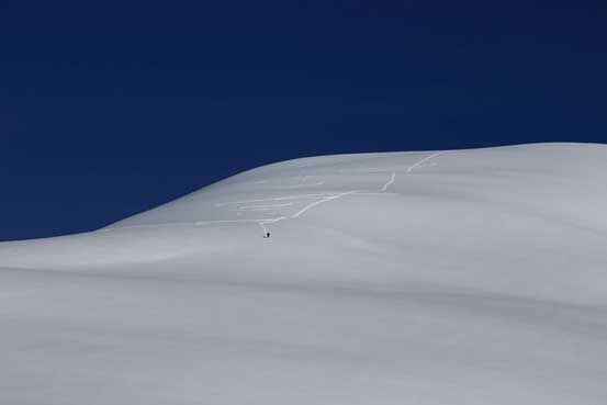 Can you spot me snowshoeing down the slope? Photo by Ben