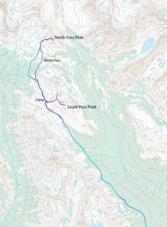 Miette Pass Peaks ski ascent route