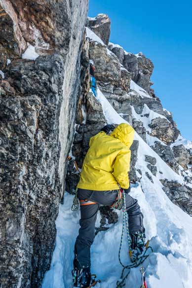 Me belaying Ben up. Photo by Vern