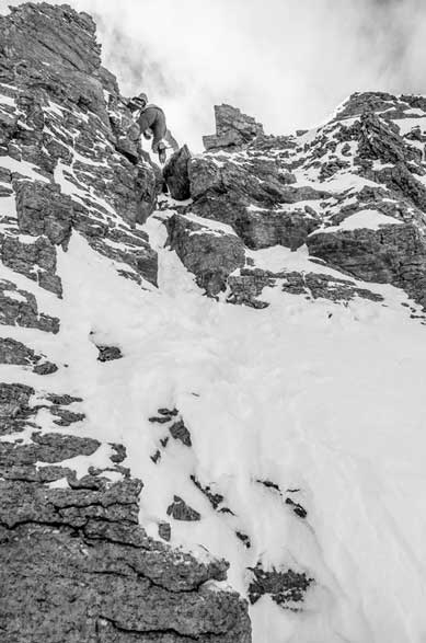 Me down-climbing. Photo by Vern