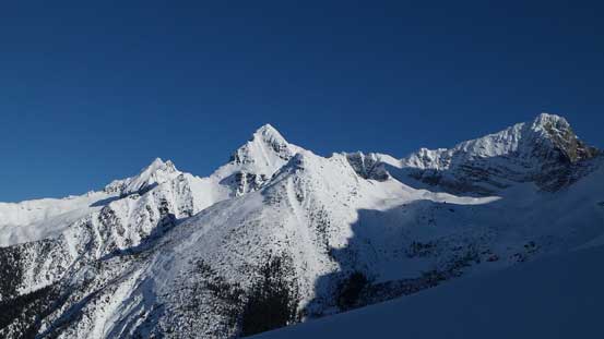 A view of Avalanche Mountain, Eagle Peak and Uto Peak