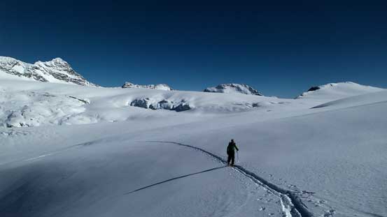 Vern enjoying his trip first up Illecillewaet Neve