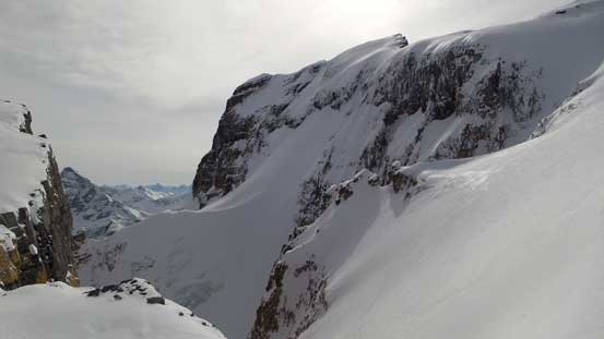 The impressive glaciated face from the descent