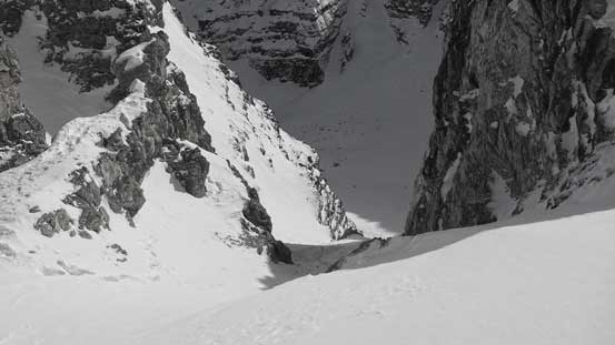 Looking down the south couloir route