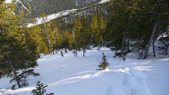 Easily plunging down the "good snow"