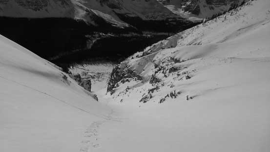 Most of the snow coming down the south side of Aberdeen funnels through this gully