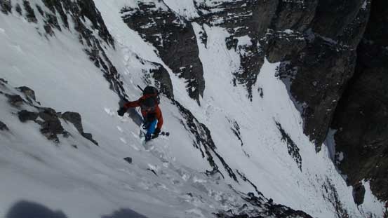 We went through this section quickly as it's threatened by gigantic cornices from above