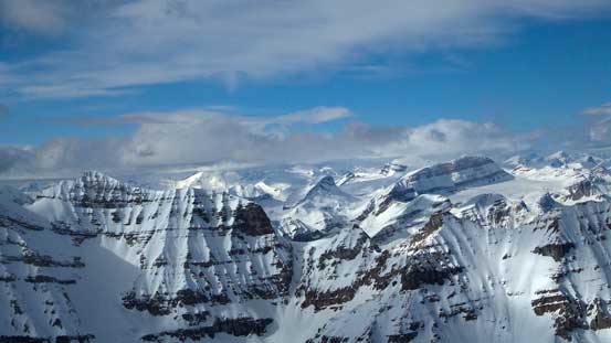 The familiar peaks on Wapta Icefield in the distance (now I've done most of them)