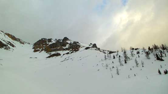 Looking back towards the mid and upper mountain
