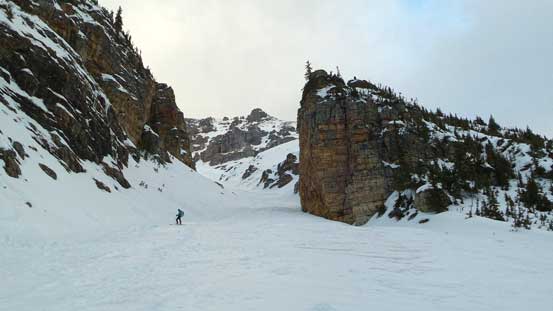 Vern skiing down the terrain trap