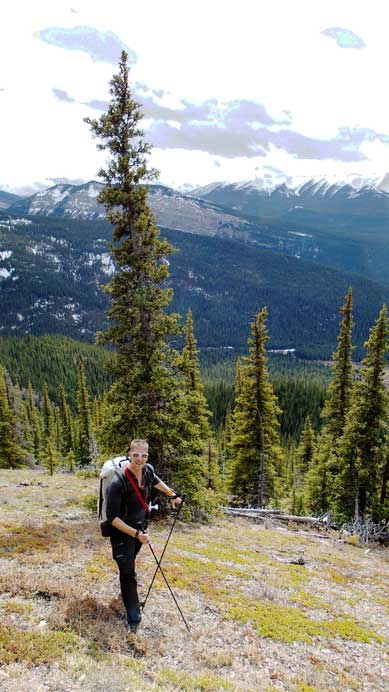 Vern ascending the typical terrain