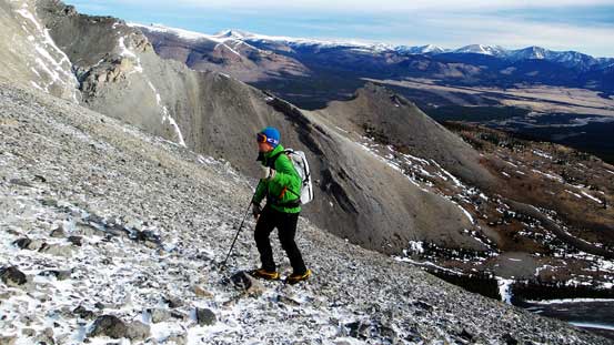 Vern slogging up scree higher up