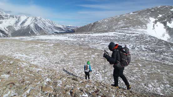 Vern and Ben fighting with the strong gusts.