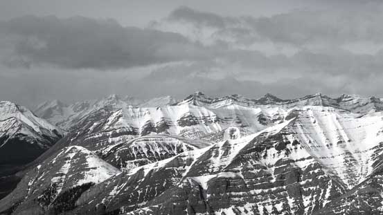 Peaks behind the shoulder of Wapiti Mountain including Mt. Tyrrell