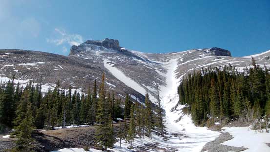 Looking back at our ascending gully