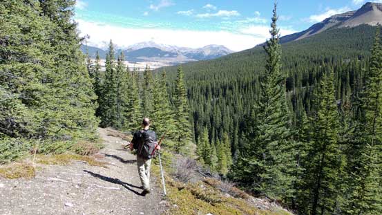 Ben hiking down the horse trail
