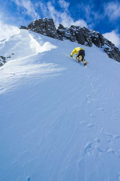 Me down-climbing snow. Photo by Vern