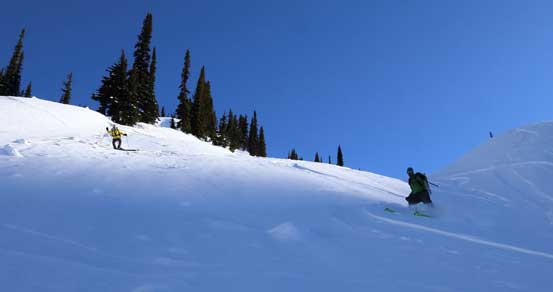 Vern skiing down. Photo by Ben
