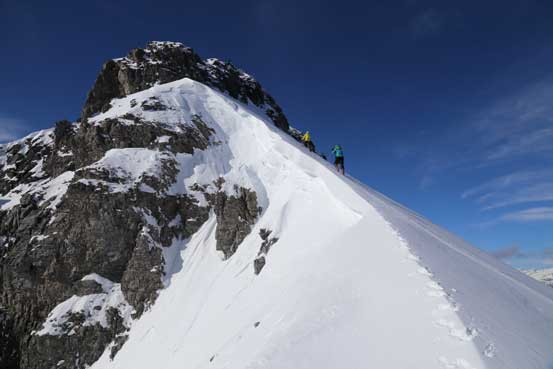 Me and Vern ascending the snow arete