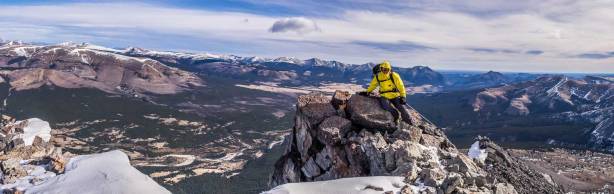 Summit Panorama looking East including me myself. Photo by Vern.