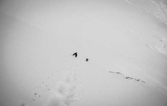 Ben and I down-climbing the Face. Photo by Vern