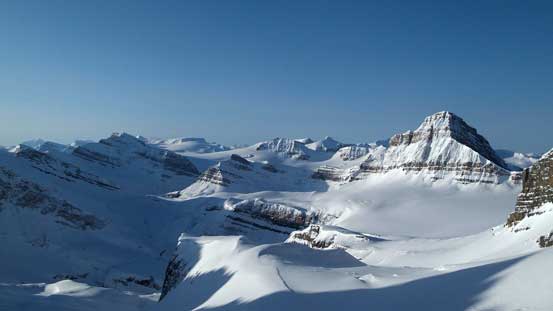 Looking back towards the familiar Wapta.