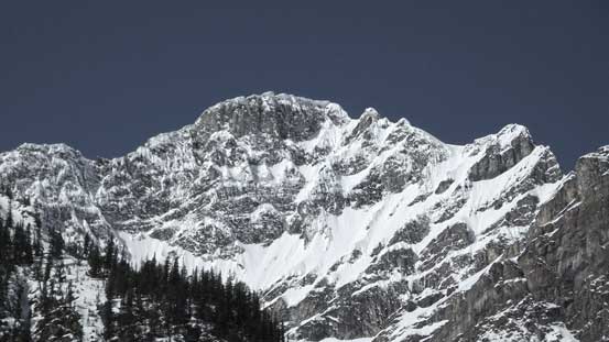 A zoomed-in view of Mt. Patterson's summit