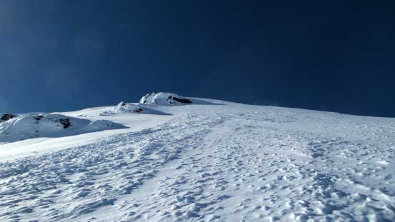 Looking up the 500-meter face.