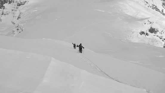 After stepping through a crevasse here's Ben and Vern ascending onto the summit ridge