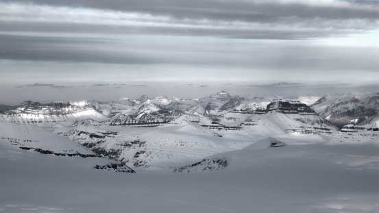 Everything is below us including giants like Mt. Saskatchewan