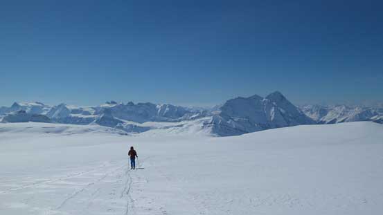 Ben slogging up the endless snow and ice