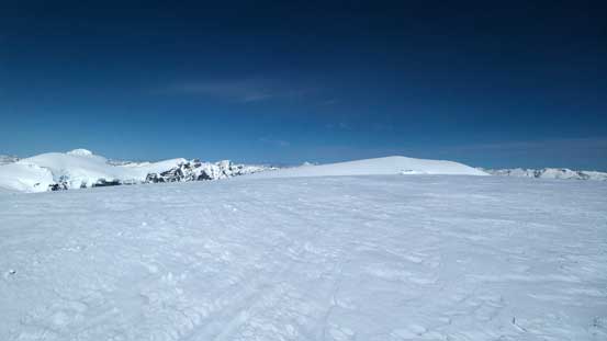 The rounded bump in the distance is Mt. Kitchener. Apparently it's higher