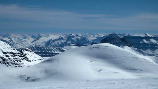 Rising behind the summit hump of "Androlumbia" is Mt. Saskatchewan