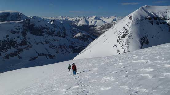 Ben and Vern ascending the upper slope. The S. Ridge of Andromeda behind