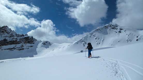 Ben traversing towards our second high col.